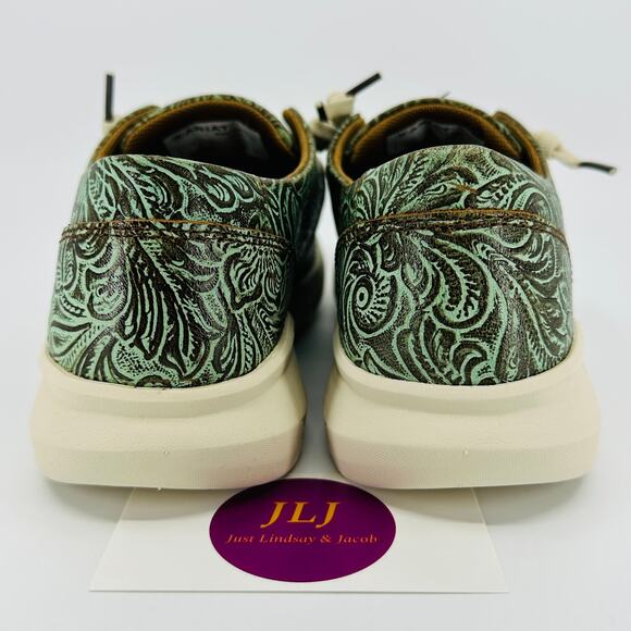 Ariat Women's Hilo Vintage Turquoise Embossed Leather Slip On Shoes Size 7.5 - Picture 6 of 11